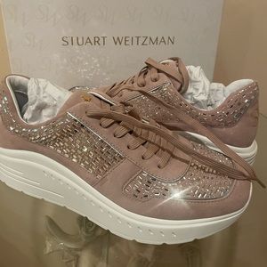 Stuart weitzman brand new in box gym suede and crystal gym shoes.